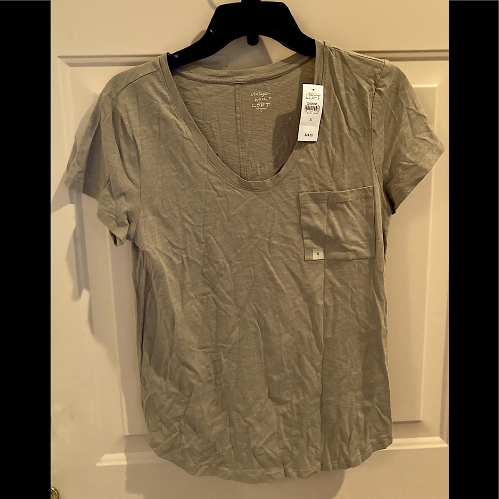 NWT sage green scoop neck short sleeved top from Loft